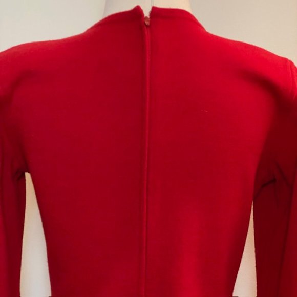 Outlander Red Midi Dress - Wool Blend - Petite Small - Vintage - Picture 7 of 15